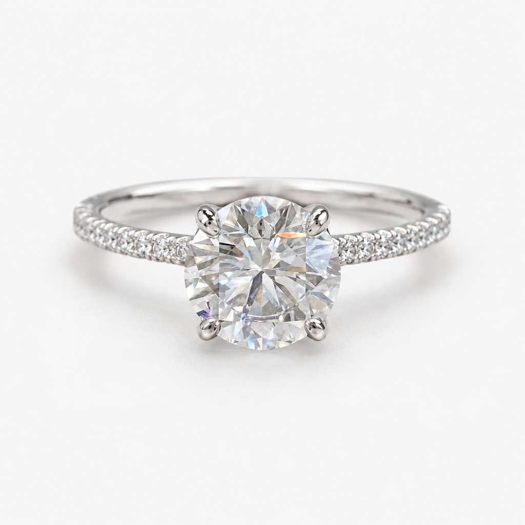 Amelia Classic Round Solitaire Halo Ring