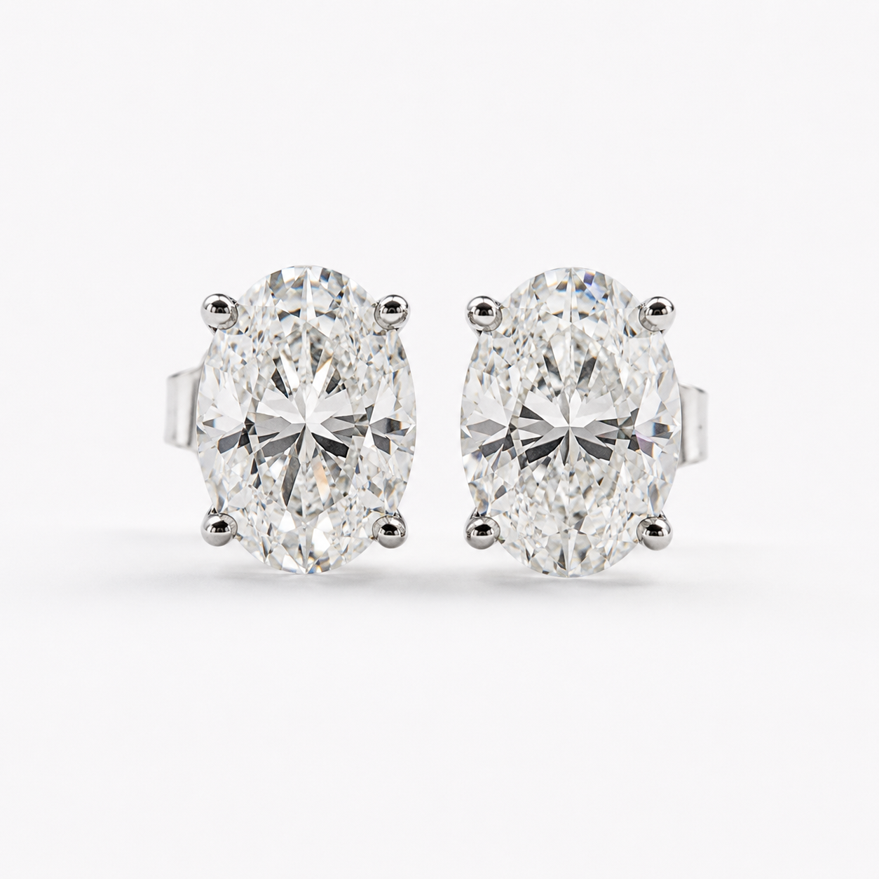 Billie Oval Diamond Stud Earrings with Jacket