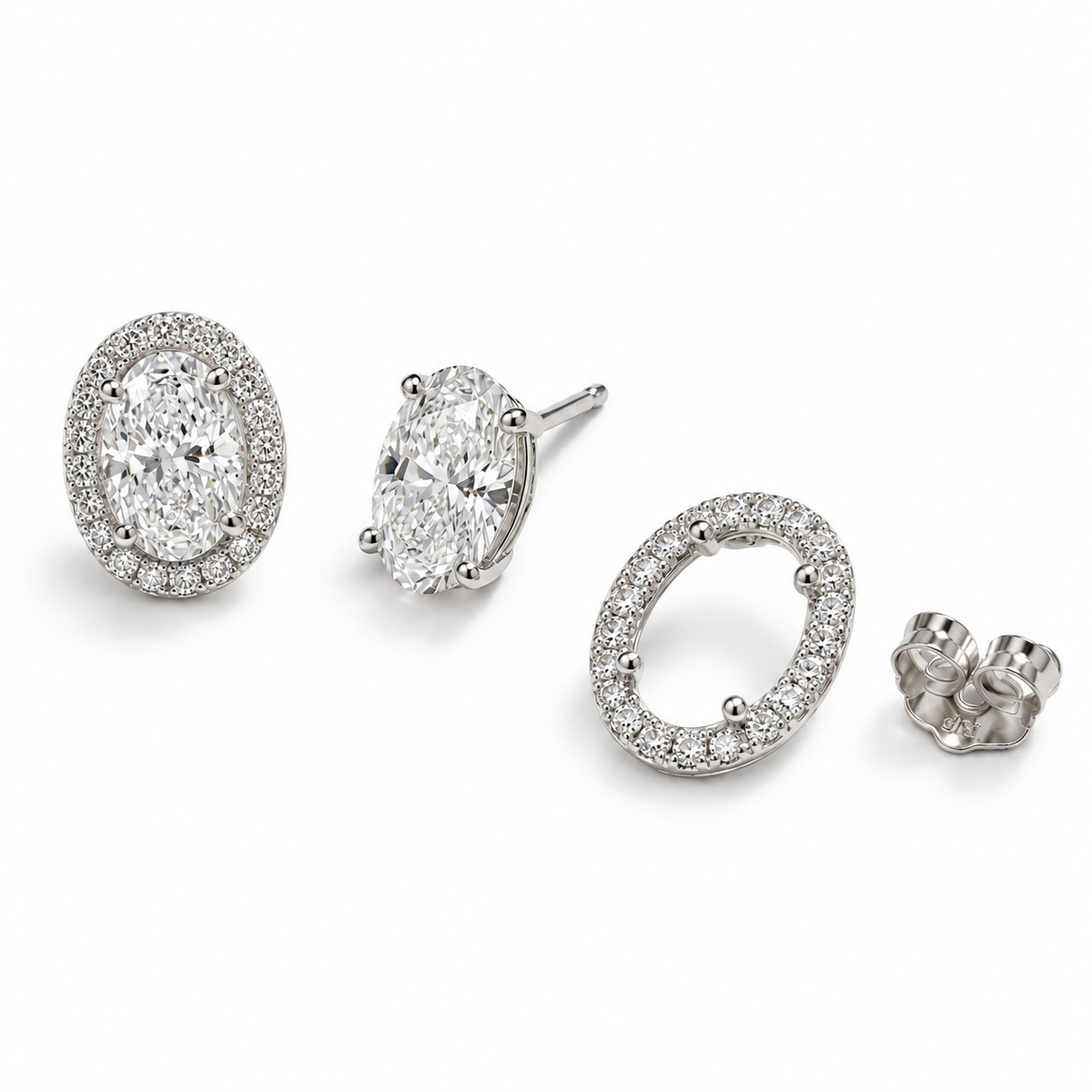 Billie Oval Studs with Removable Jacket