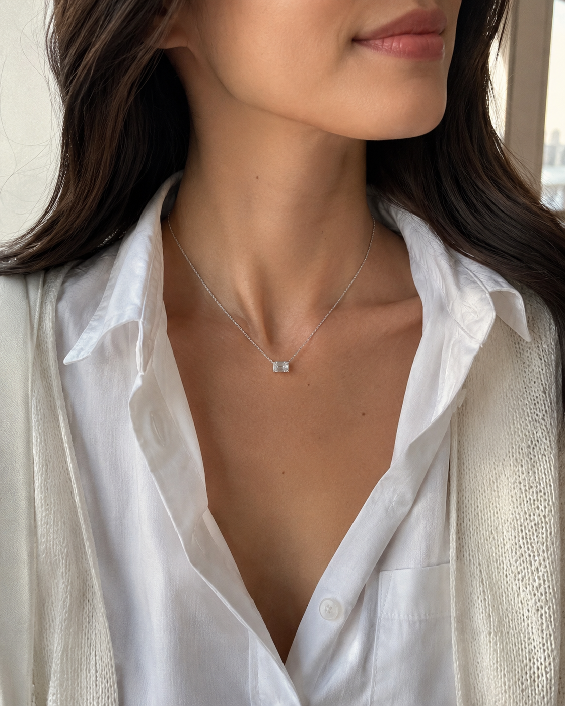 Claudia Emerald-Cut Solitaire Pendant Necklace