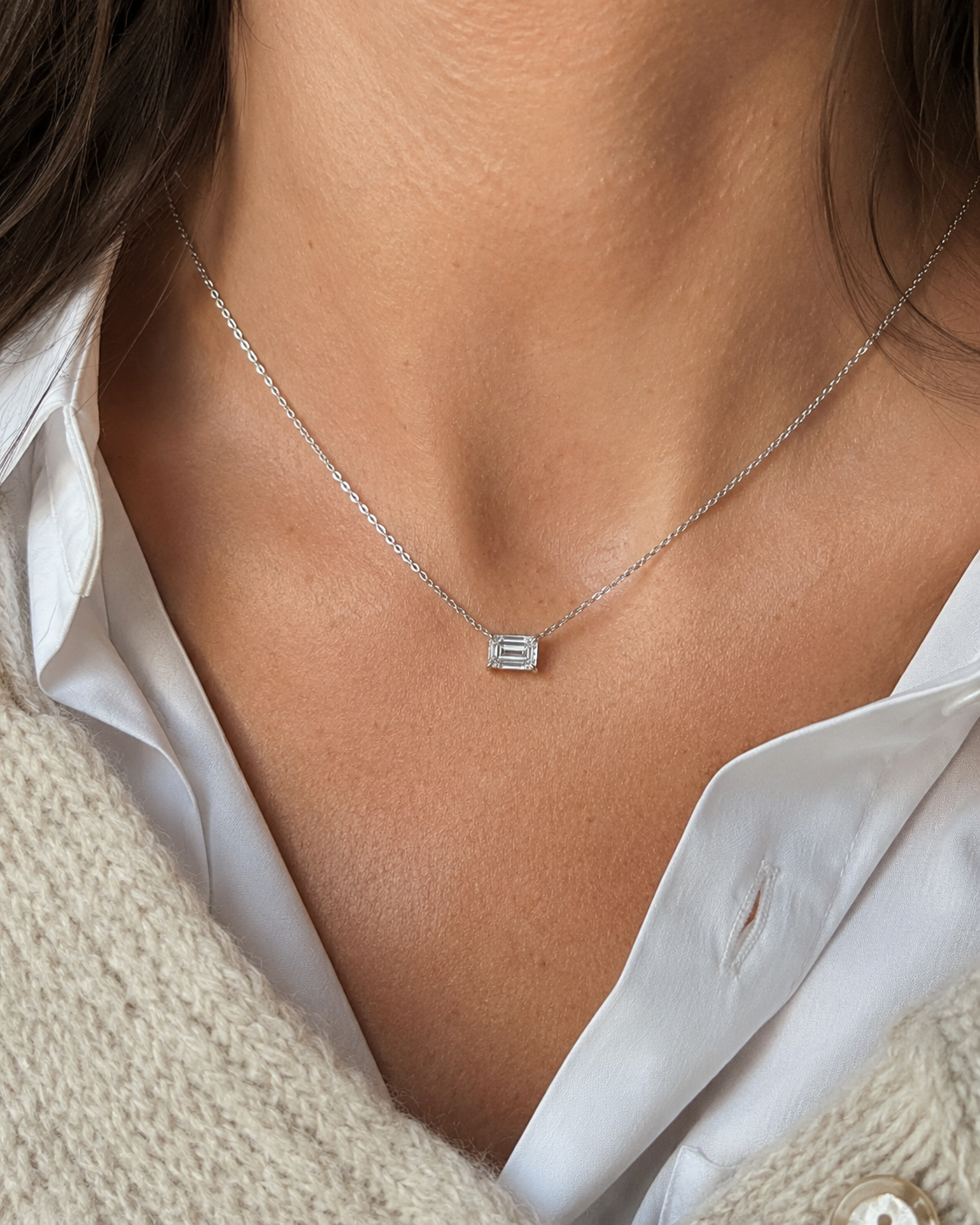Claudia Emerald-Cut Solitaire Pendant Necklace