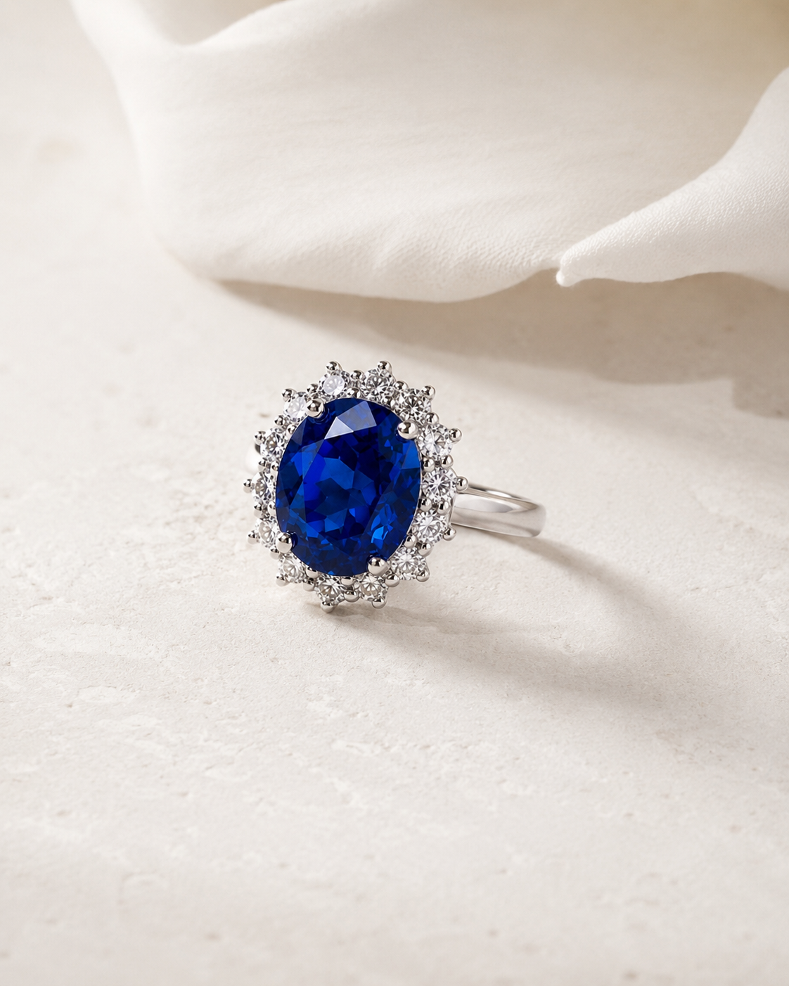 Diane Oval Sapphire & Diamond Halo Ring