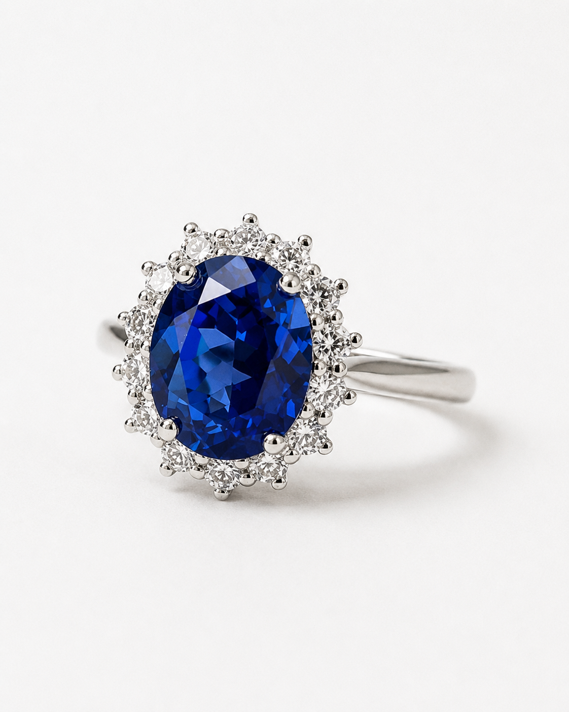 Diane Oval Sapphire & Diamond Halo Ring