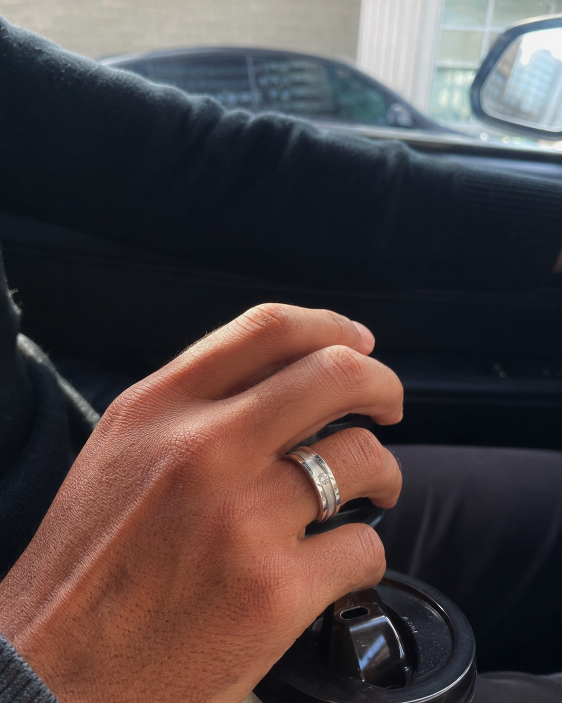 Ezra Single Stone Band with Brushed Center