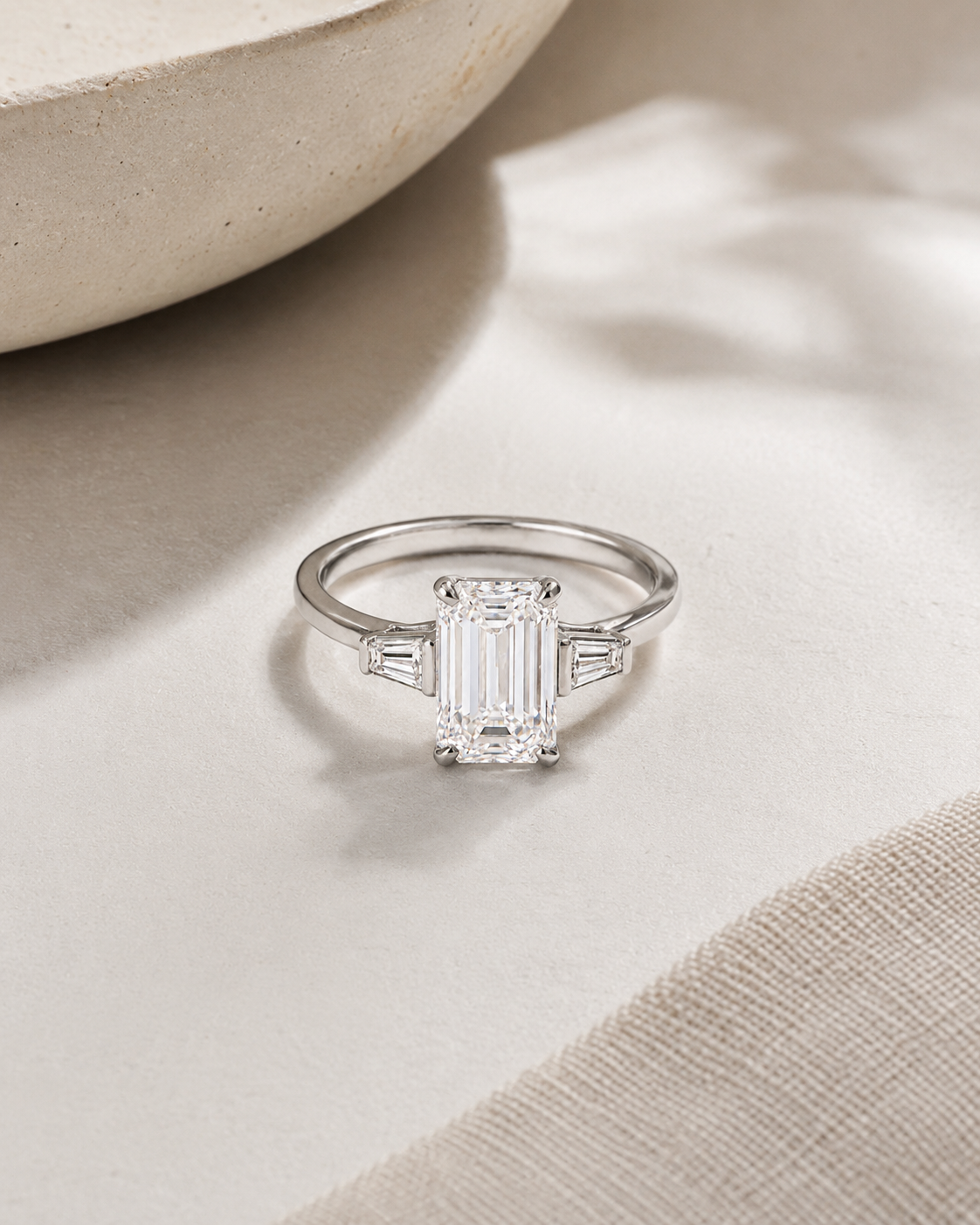 Ines Emerald-Cut Trilogy Ring