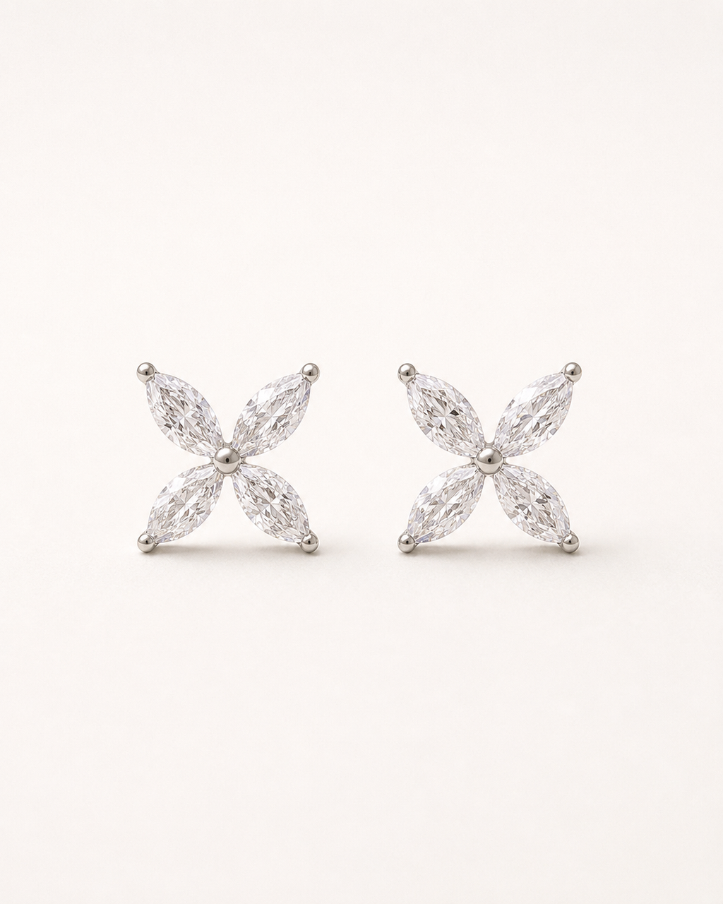 Mimi 4-Marquise Diamond Flower Earrings