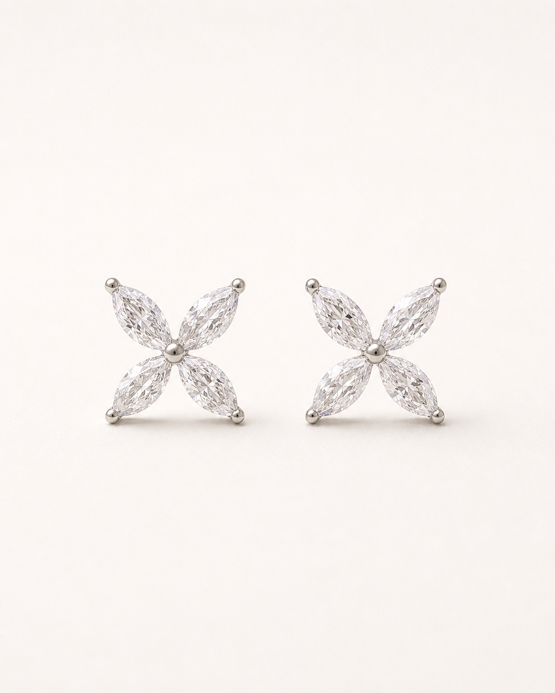 Mimi 4-Marquise Diamond Flower Earrings