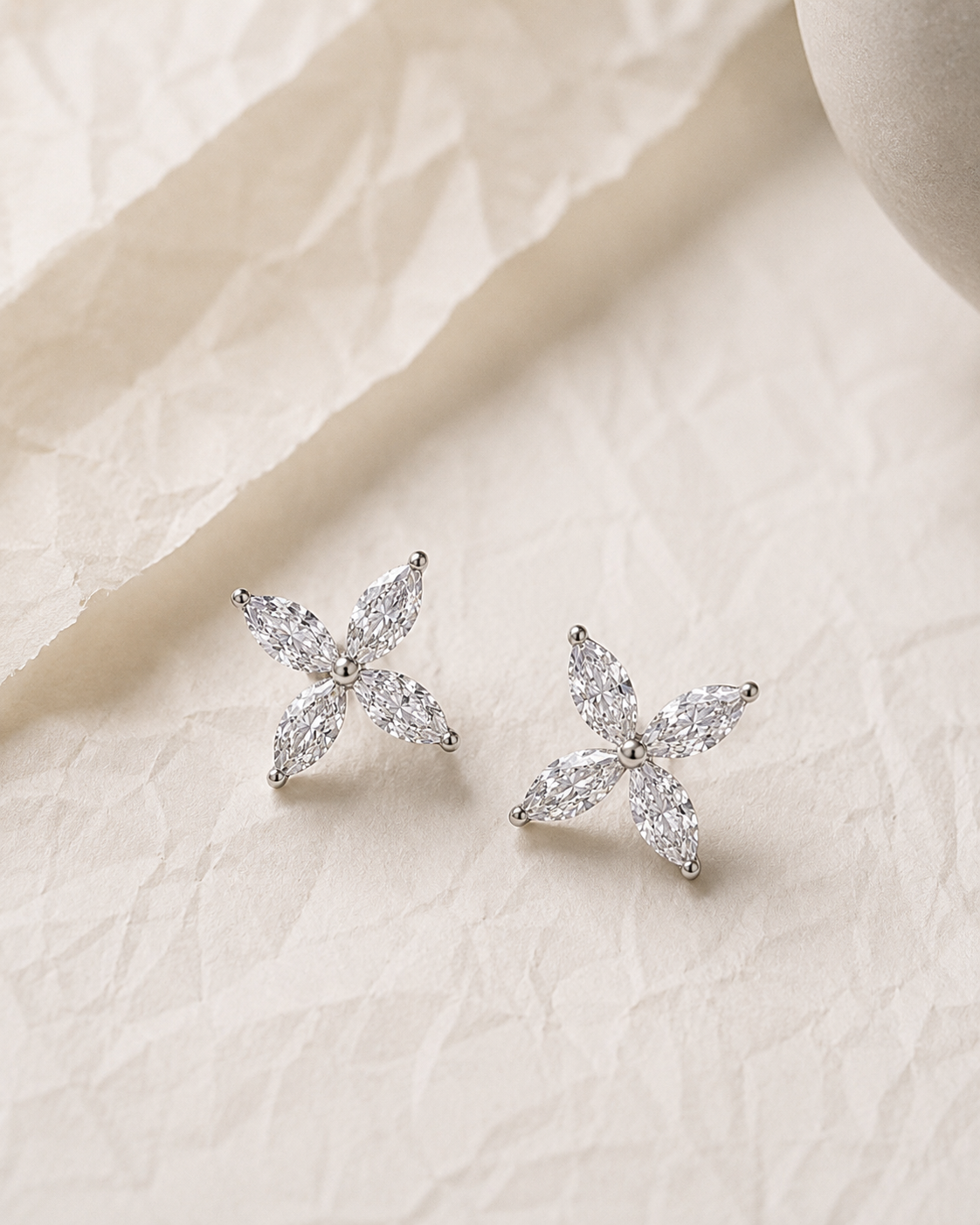 Mimi 4-Marquise Diamond Flower Earrings