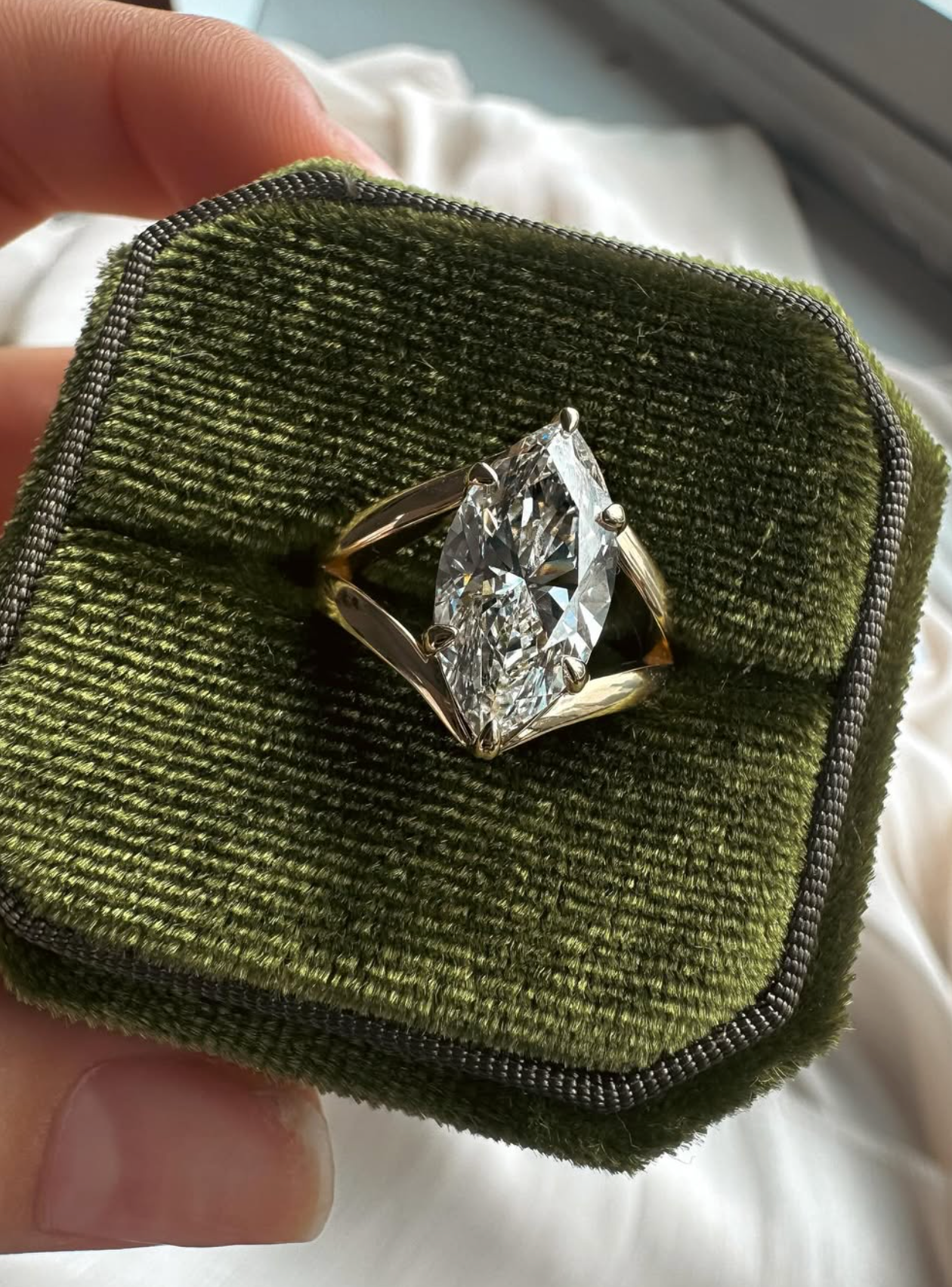 Vivienne Marquise Split Shank Solitaire Ring