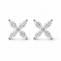 Mimi 4-Marquise Diamond Flower Earrings in 14K white gold with lab-grown diamonds
