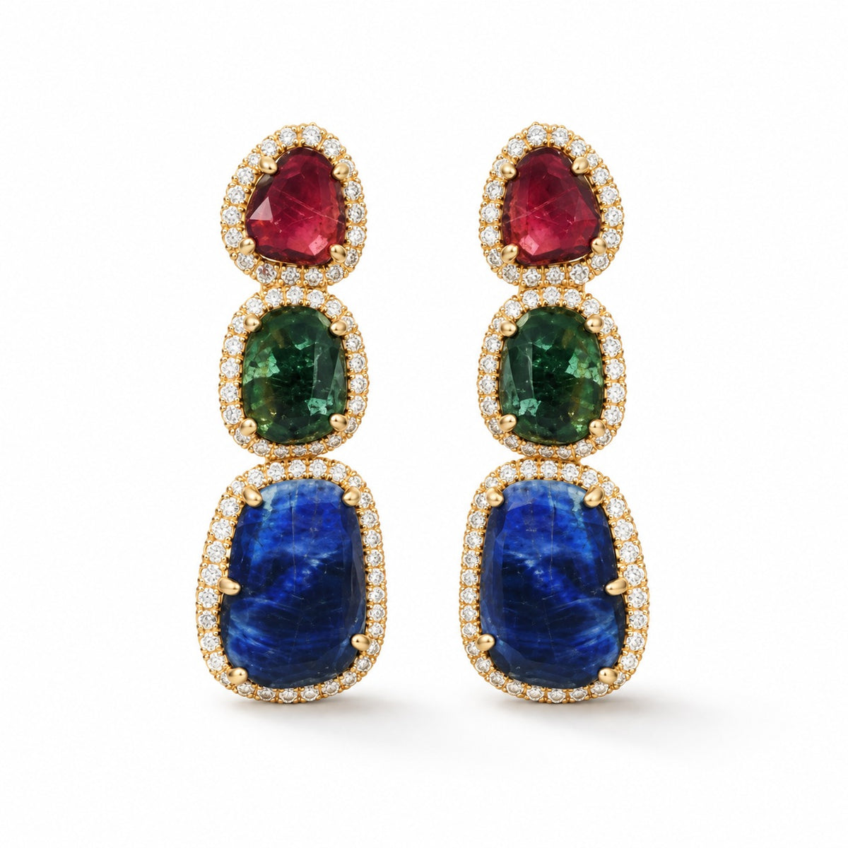 Ellis Sapphire & Tourmaline Drop Earrings