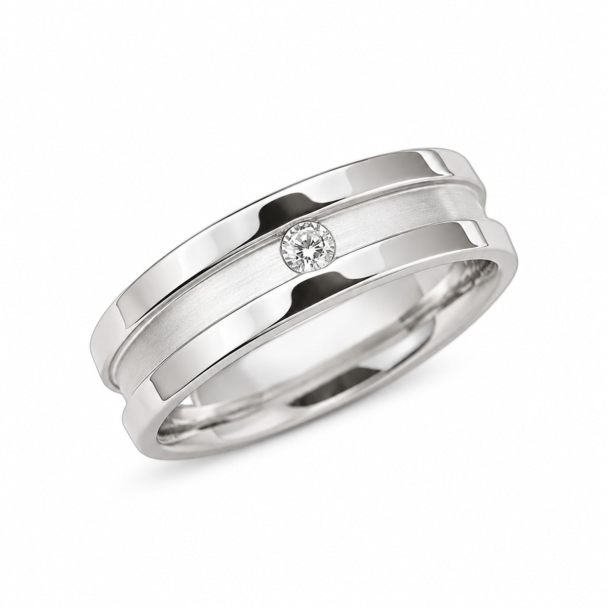 Ezra Brushed Solitaire Band