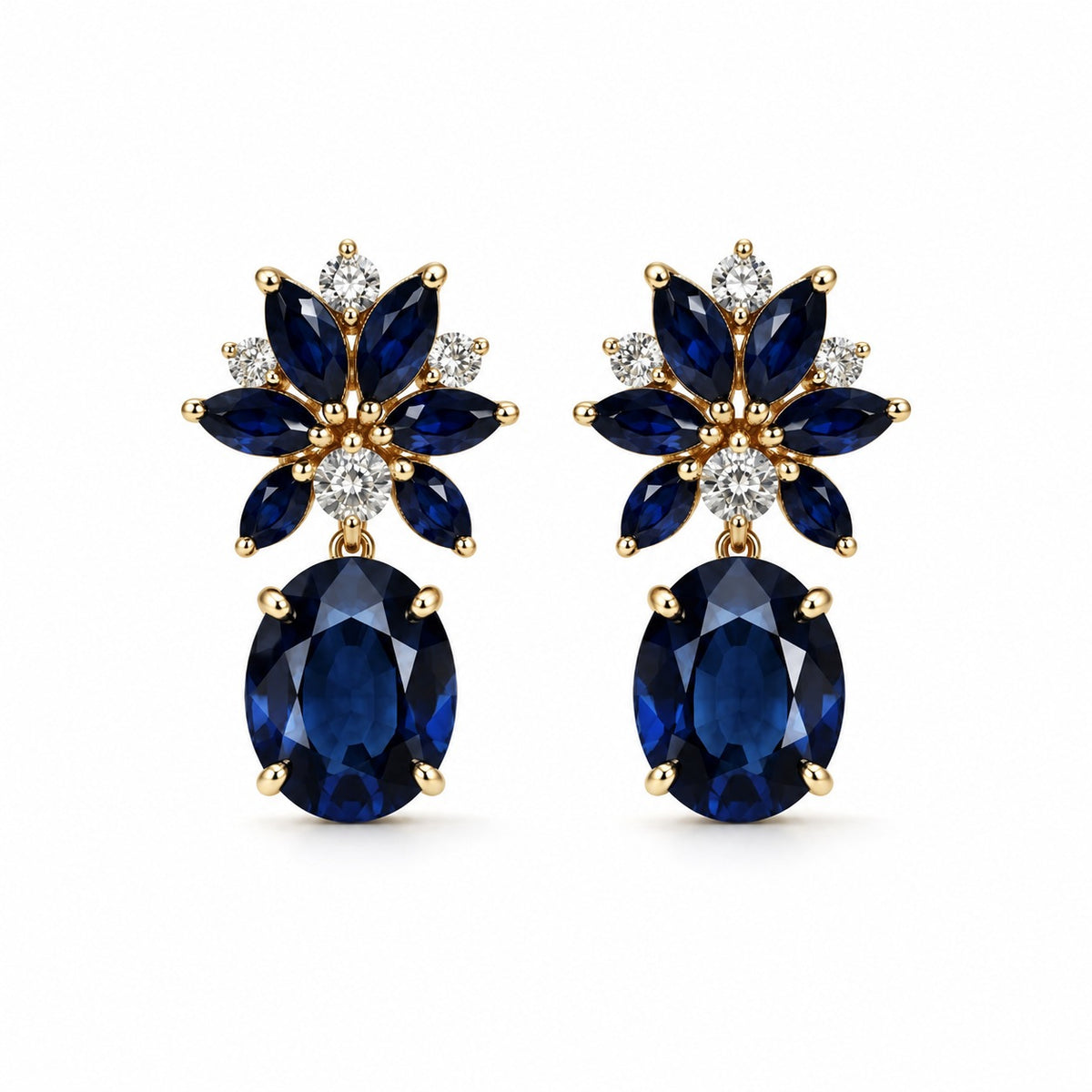 Hyacinth Sapphire Flower Drop Earrings