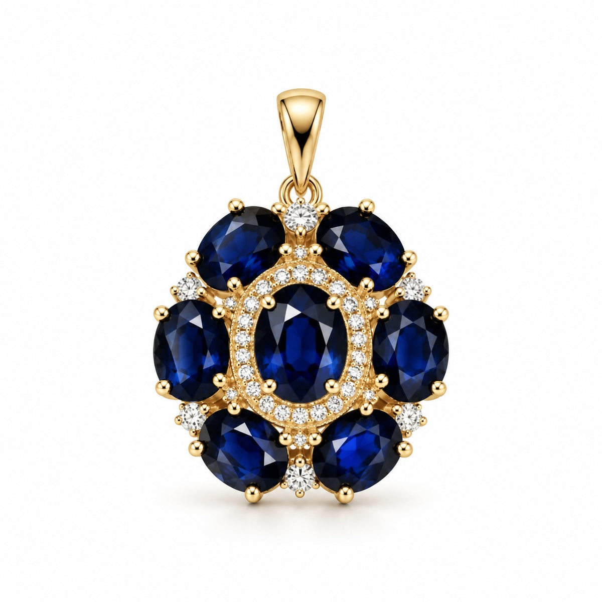 Indigo Sapphire Flower Pendant