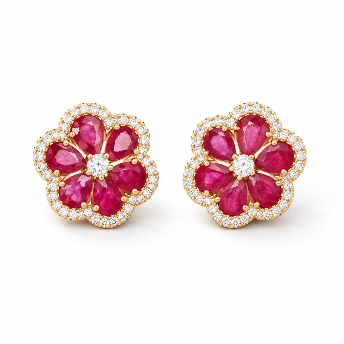 Petunia Ruby Flower Earrings