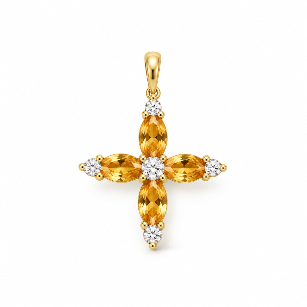 Remy Orange Sapphire Cross Pendant